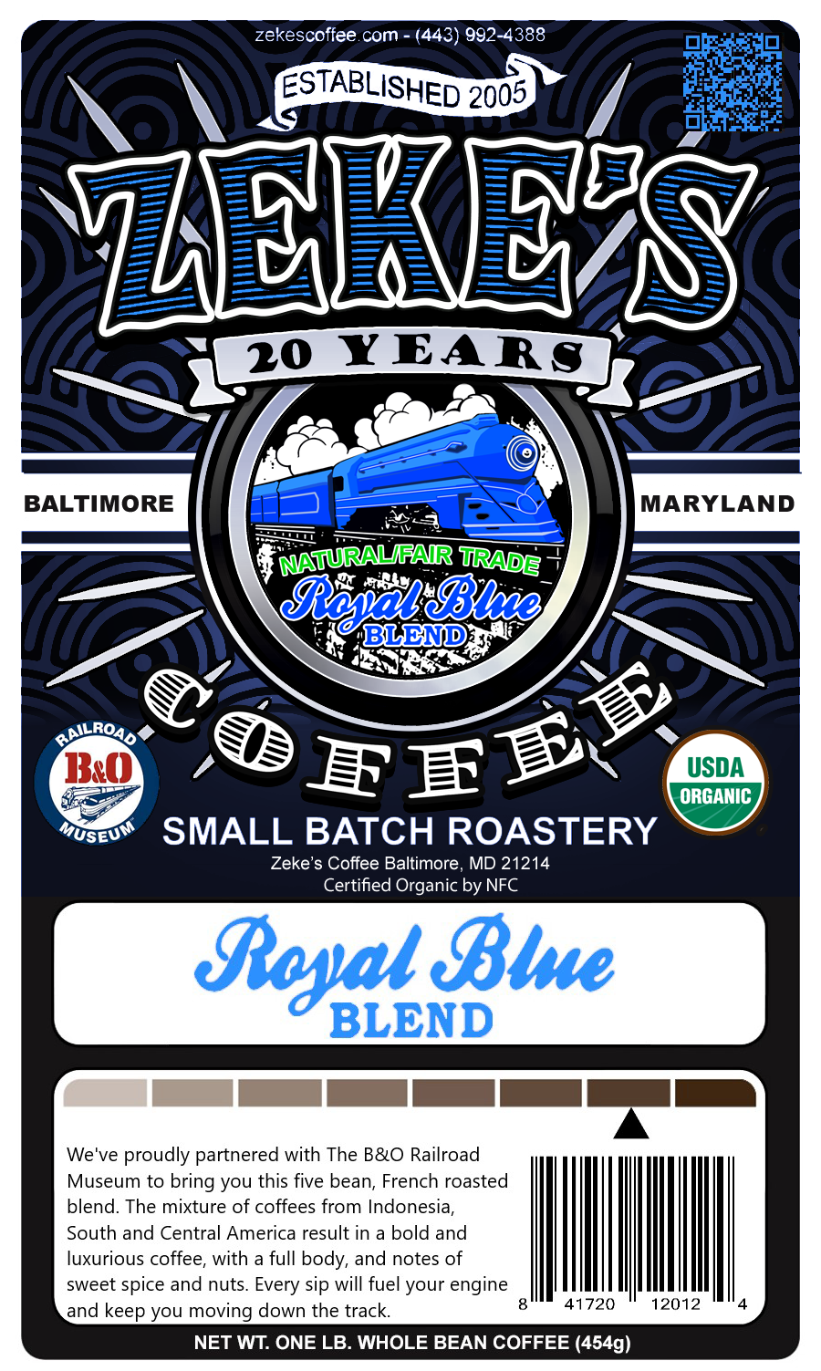 Royal Blue Blend, 1 lb (16 oz) – Zeke's Coffee