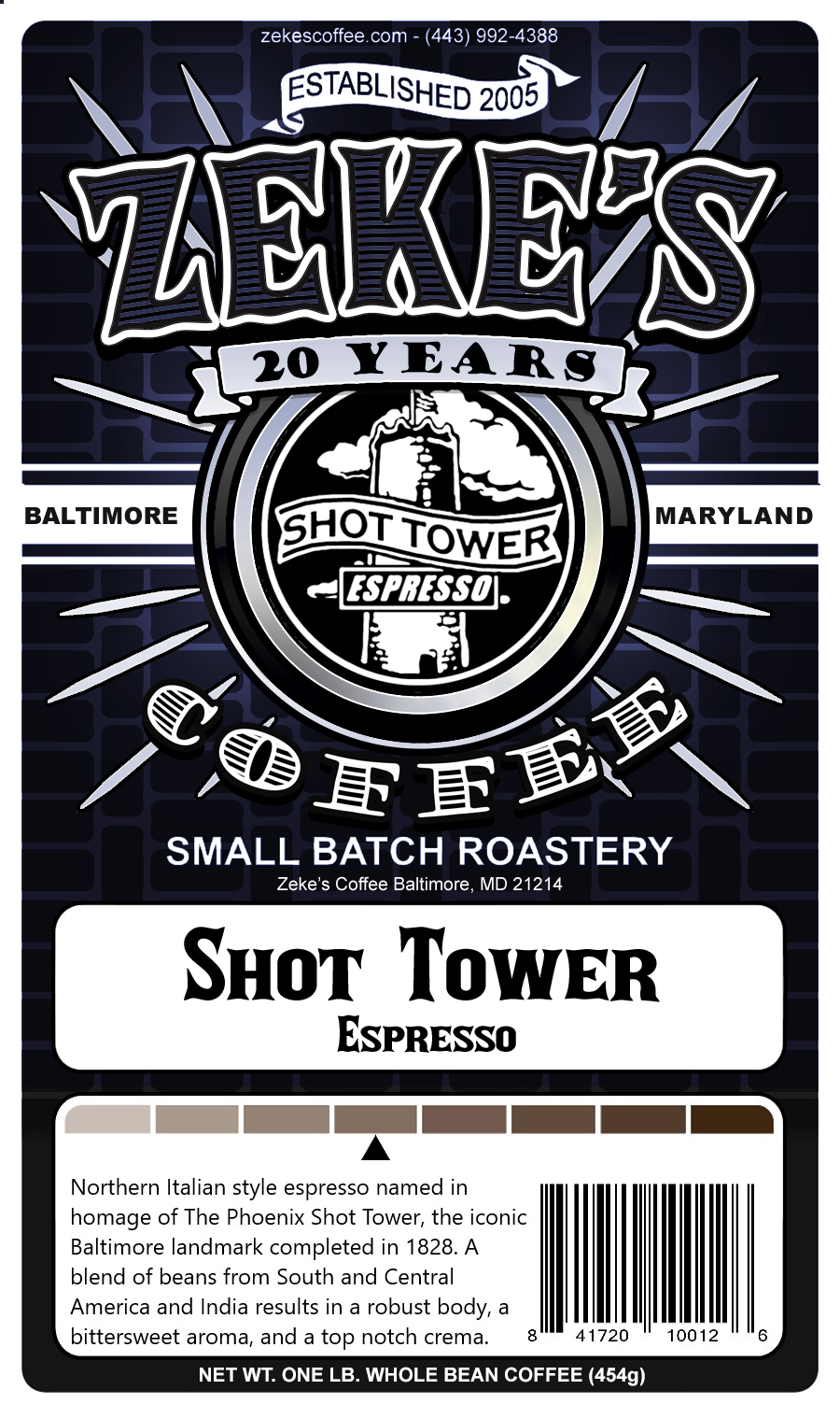 Shot Tower Espresso, 1 lb (16 oz) – Zeke's Coffee