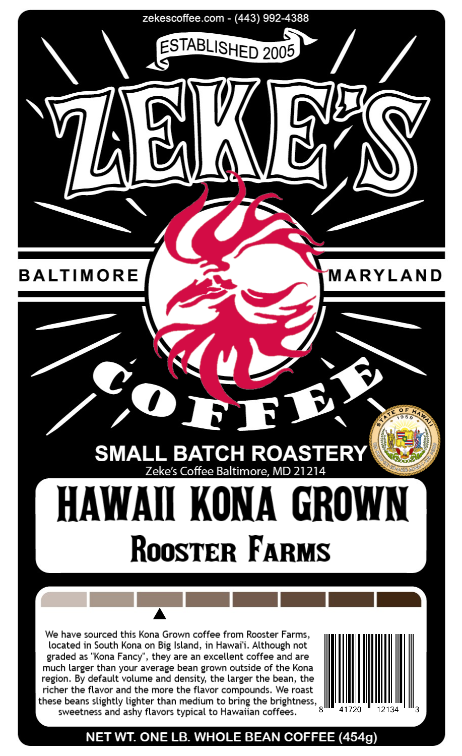 Hawaii Kona Grown - Rooster Farms, 12 oz bag