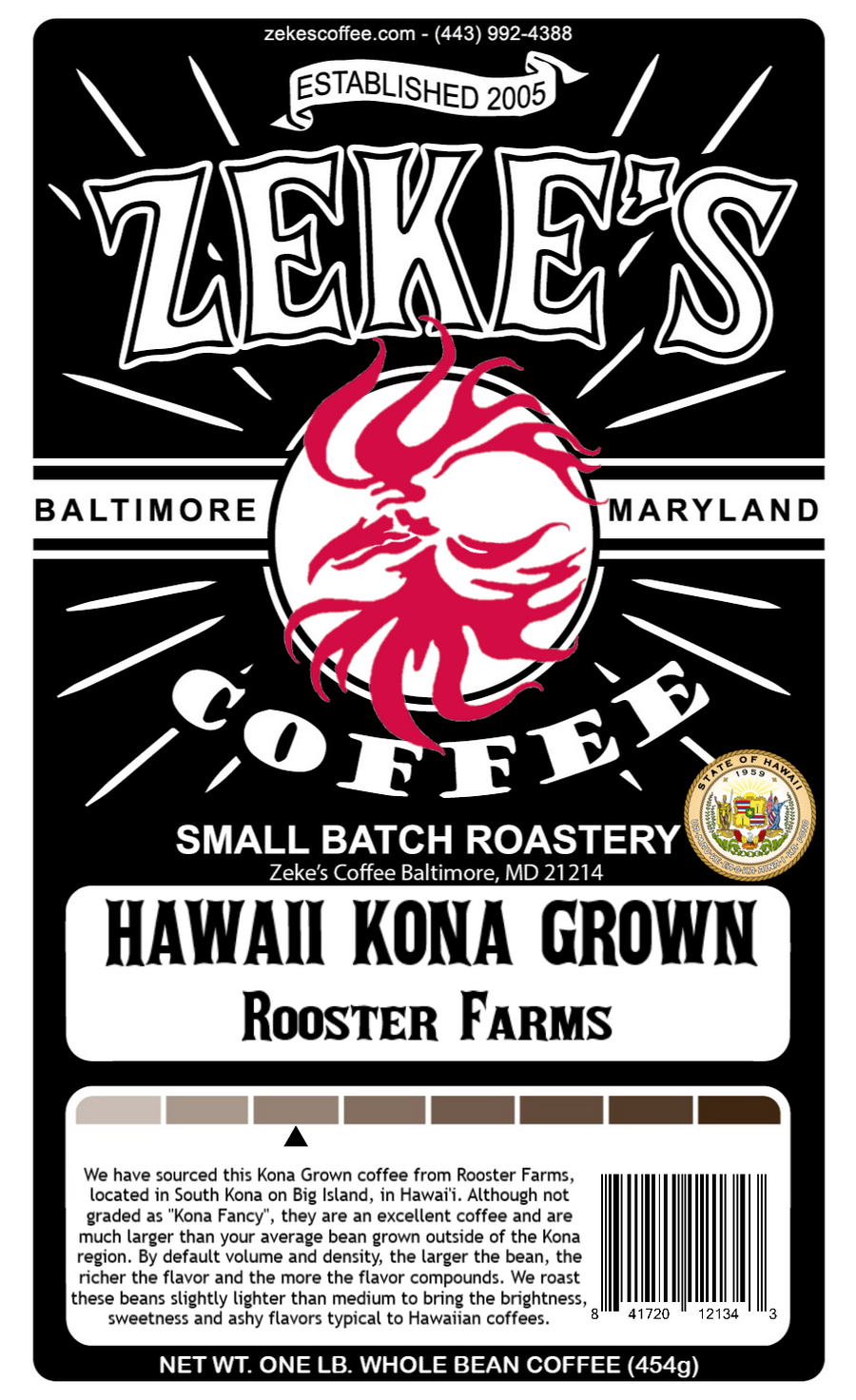 Hawaii Kona Grown - Rooster Farms, 12 oz bag
